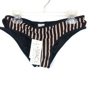 L Space, Women’s Horizon Stripe Rachel Bikini Bottom, Size XS, Black